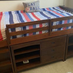Twin Loft Bed with Desk, Drawers and Bookshelf