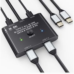 Bi-Directional USB C Switcher with 8K Video Pictures Transfer