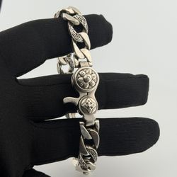 Gusmi Mang Silvertone 2021 Curb Link Chain Spinner Bracelet 9”