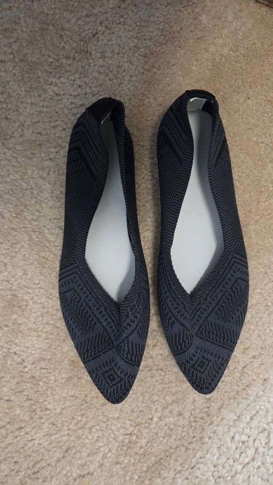 Black Patterned Flats