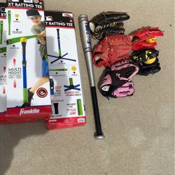 T-ball , Gloves, Bat, Tees.$5 Ea