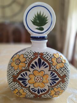 Los Azulejos Talavera Tequila Hand Painted Bottle