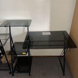 Computer desk with printer stand