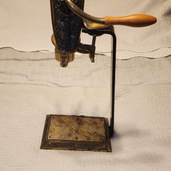 Nice Antique Wine Bottle Opener, Brass W Antiqued Mirror Base