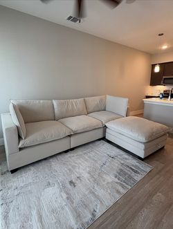 😍 Brand New Sky Cloud Modular Sectional Sofa | Light Gray L-Shaped Couch with Chaise & Ottoman | Comfy Fabric Living Room Sofa | Pay After Delivery ?