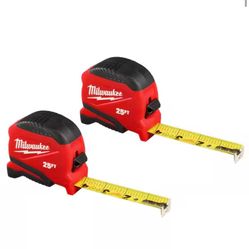Milwaukee Compact 25 ft. Tape Measure with Fractional Scale (2-Pack) @1725p