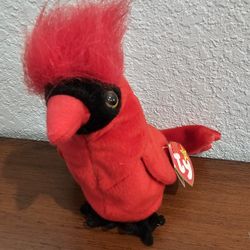 Rare Retired "Mac" Cardinal Beanie Baby With Errors