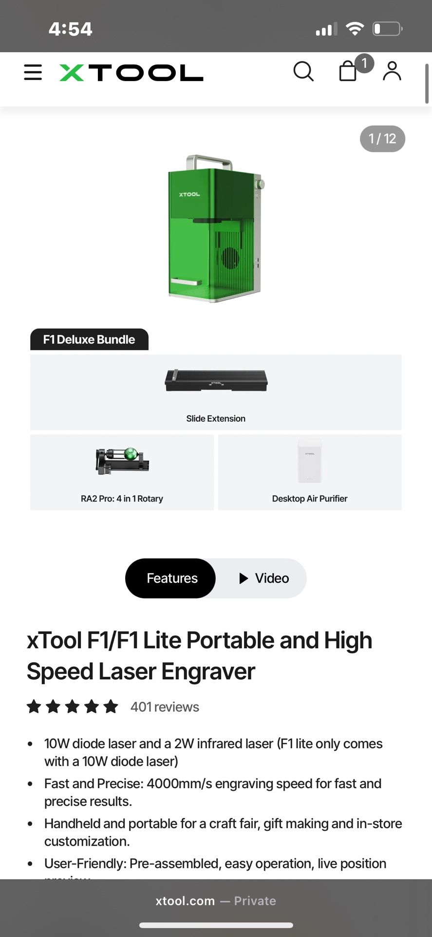 Xtool F1 Deluxe Bundle Laser Engraver