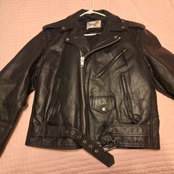 Unisex Biker Leather Jacket Size 42. (L)