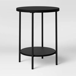 Room Essentials™️ - Black Wood and Metal Round End Table (x2) 