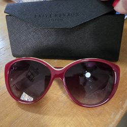 Tinted Red Reading Glasses With Case.