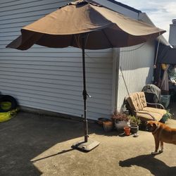 9 Ft Tilting Sunbella Umbrella With Mister Spray And Stand 