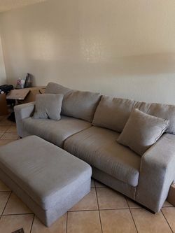 Grey Couch with Ottoman