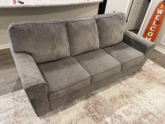 Gray Fabric 3-Cushion Sofa