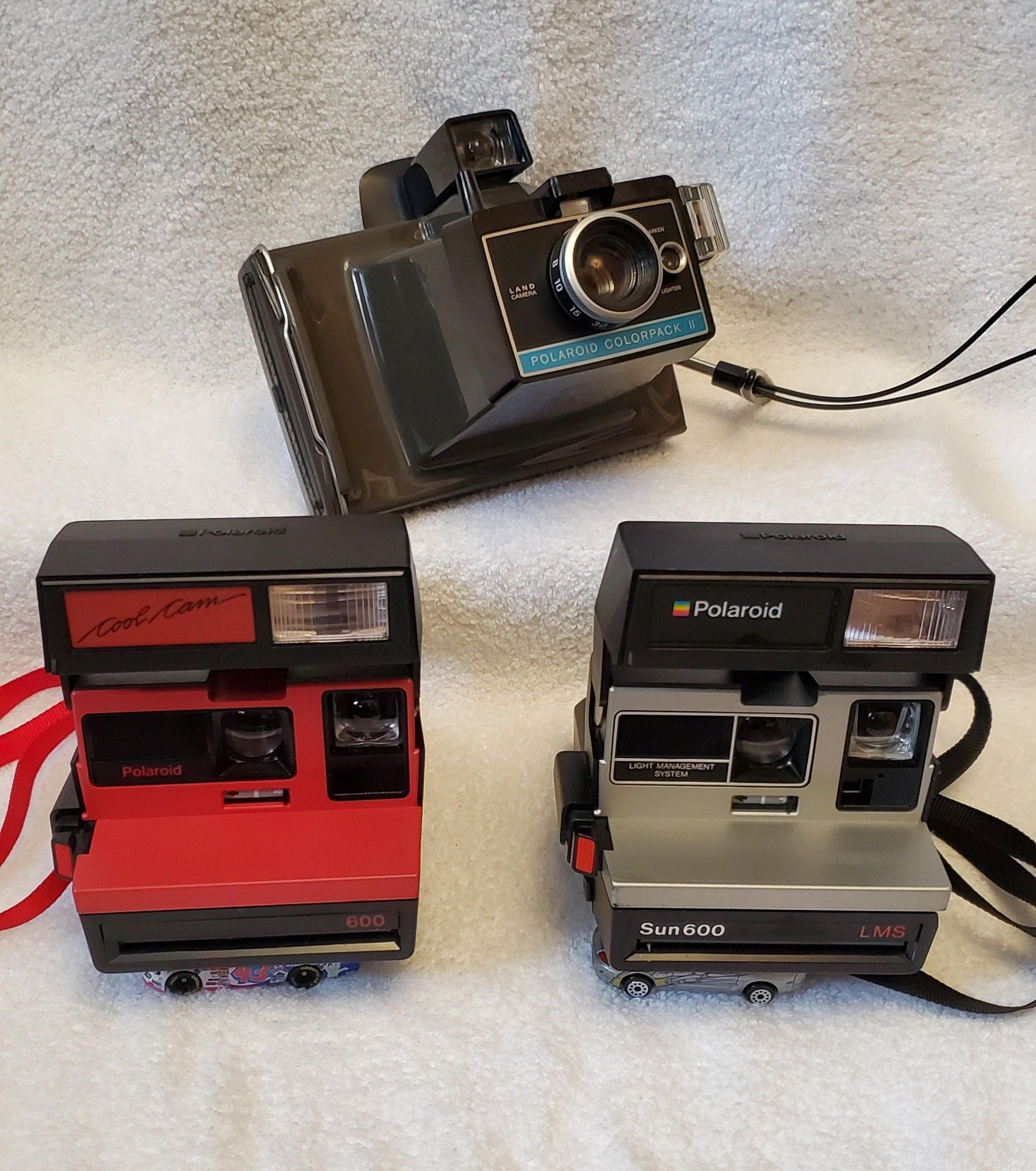 Vintage Polaroid Sun 600, Cool Cam 600, Land camera lot of 3