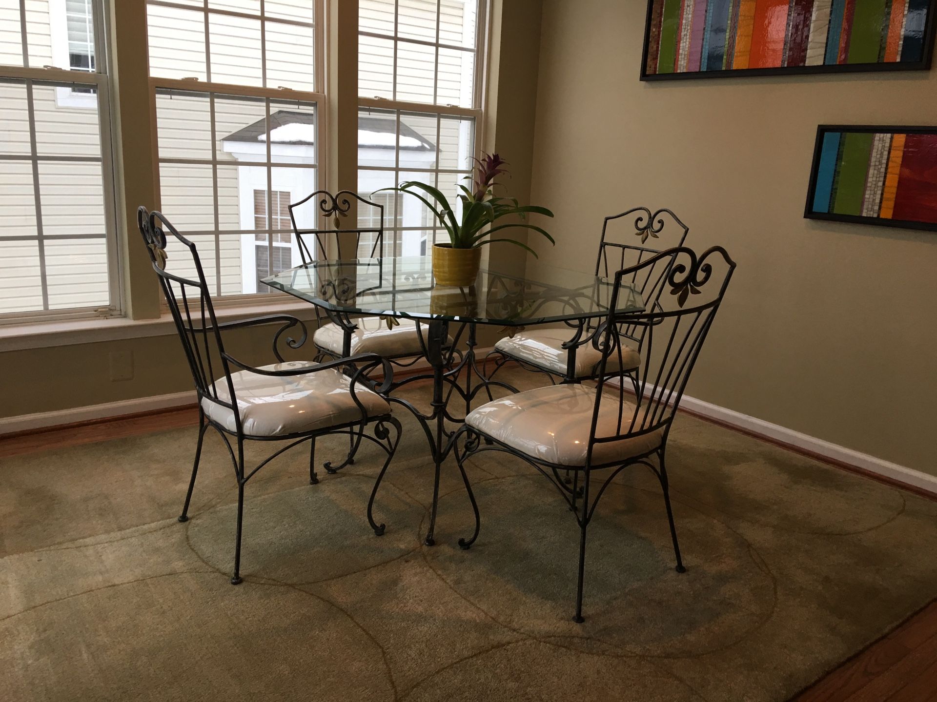 Iron and glass dining set