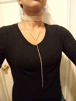 Beautiful rhinestone choker with long tassel necklace