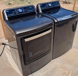 LG Washer and Dryer Set Black Steel