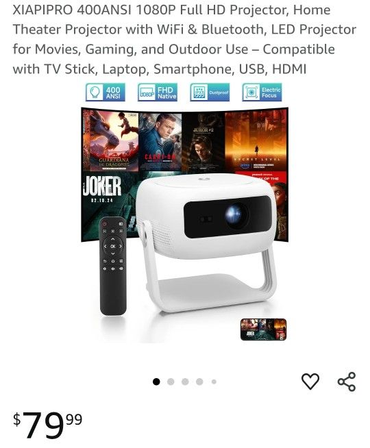 XIAPIPRO 400ANSI 1080P Full HD Projector ( Brand New, Never Used ) For $20