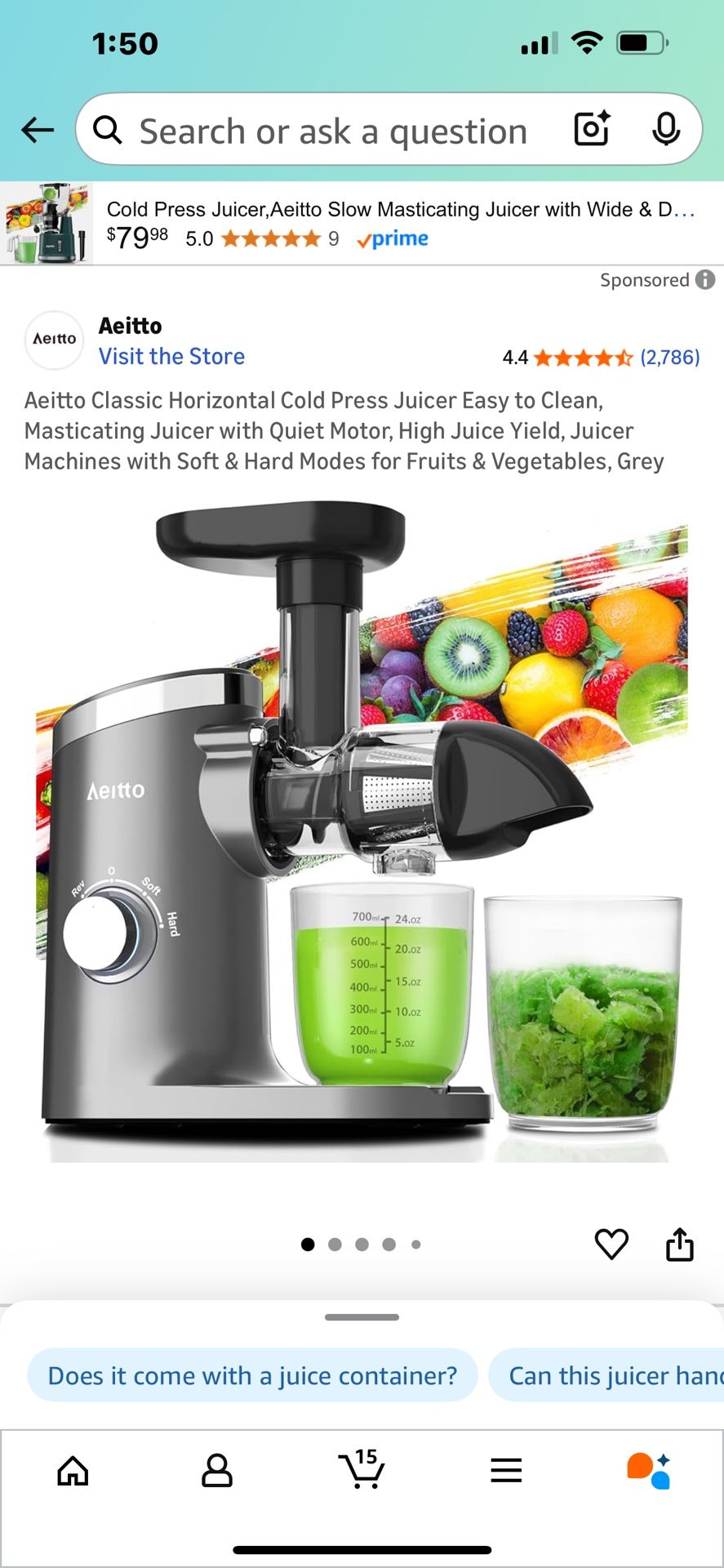 Aeitto Cold Press, Juicer