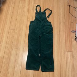 dark green corduroy overalls  
