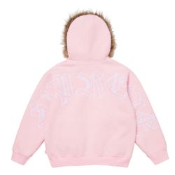Supreme Faux Fur Zip Up Hoodie Pink 