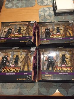 Marvel Avengers Infinity War Thor Groot & Rocket Exclusive Action Figure  3-Pack 