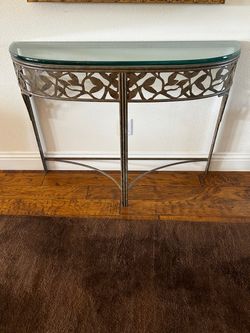 Wrought Iron & Glass Demilune Console / Entry Table – $180 OBO
