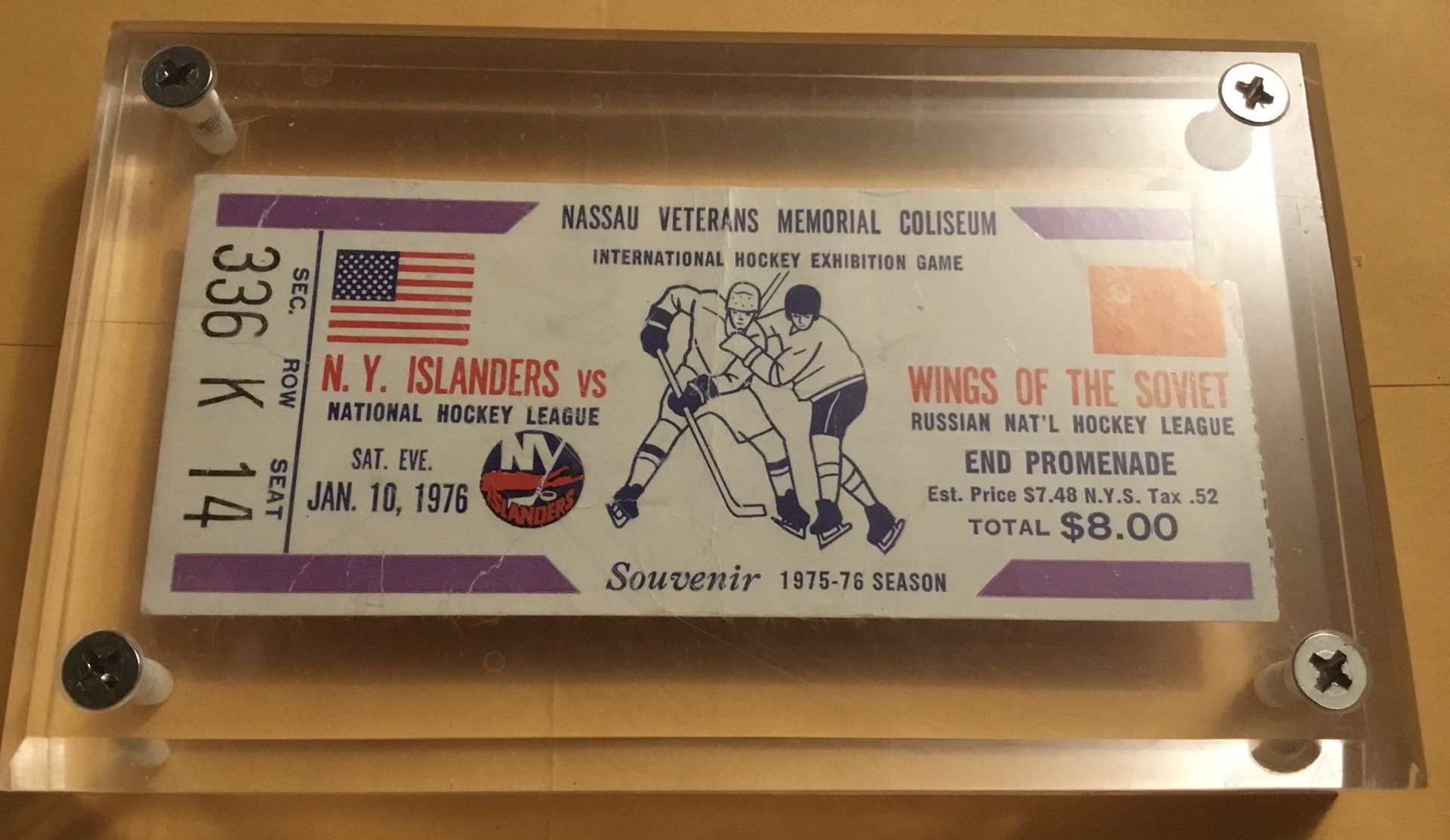 N.Y.I Vs. Wings Of The Soviet Ticket Stub.