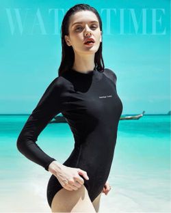 WaterTime UPF 50+ Long Sleeve One-Piece Swimsuit – Surfing & Snorkeling – Size M