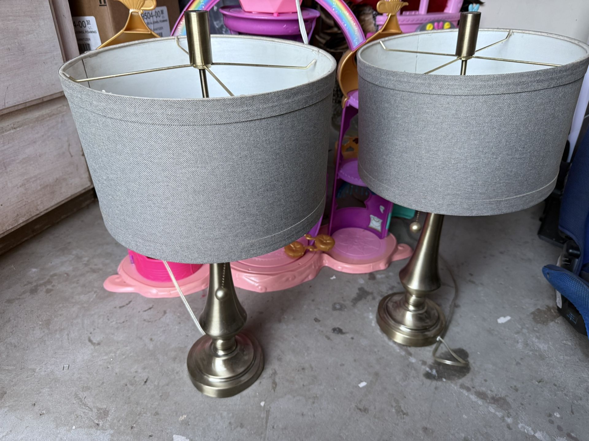 Set of 2 Modern Table Lamps – Brushed Nickel Finish