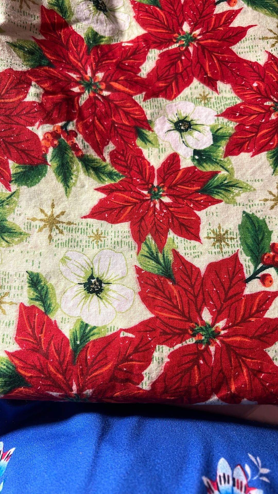 Fa-8 Christmas White & Red Poinsettia Fabric