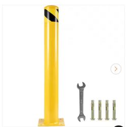 SKYSHALO Safety Bollard 42x45 in. Safety Barrier Bollard 4-1/2 in. OD 42 in. Height Yellow Powder Coat Pipe Steel Safety Barrier