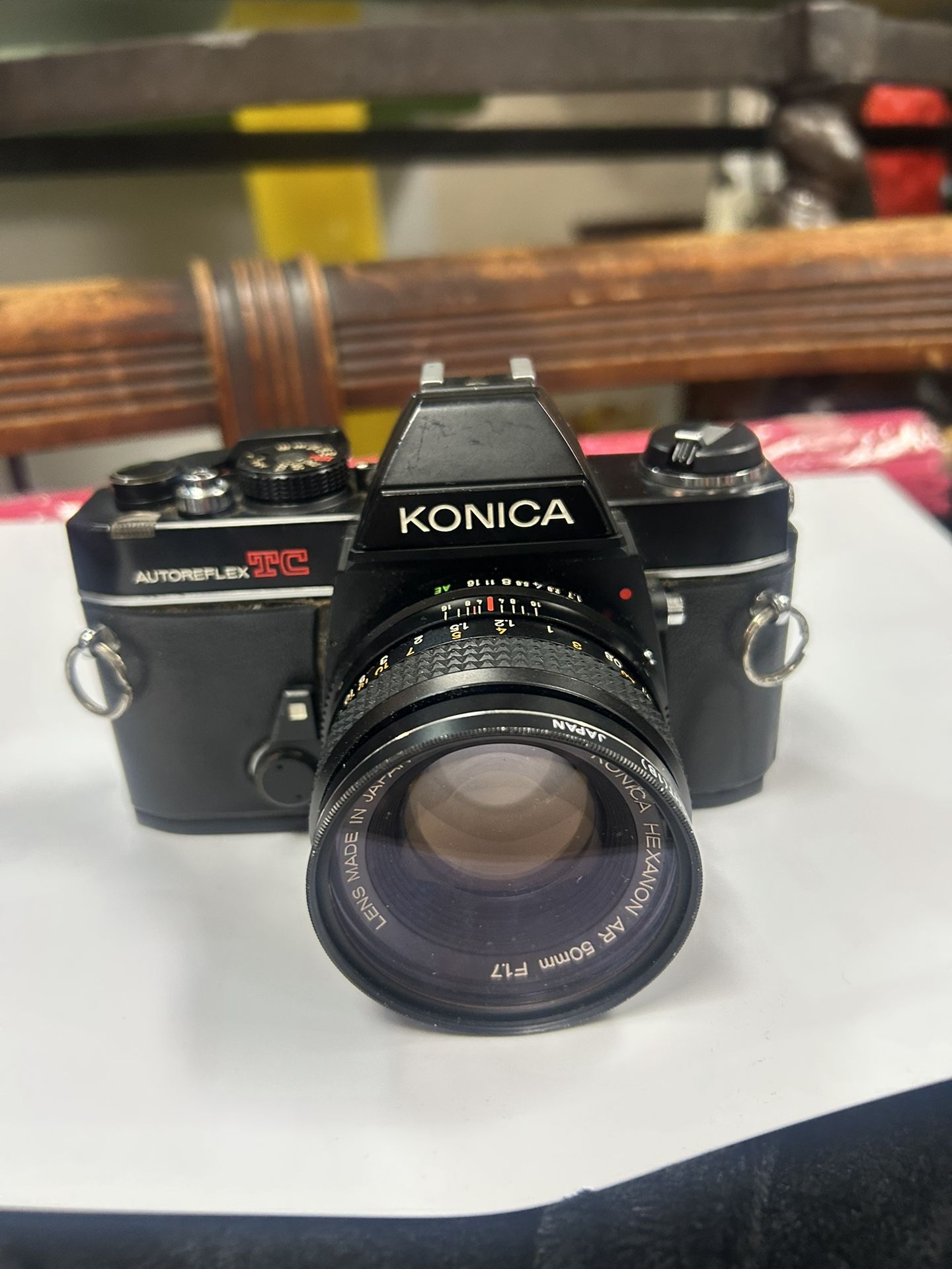 Konica Autoreflex TC 35mm film camera with a Konica Hexanon AR 50mm f/1.7 lens
