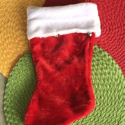 Furry Plush Red & White Christmas Stocking
