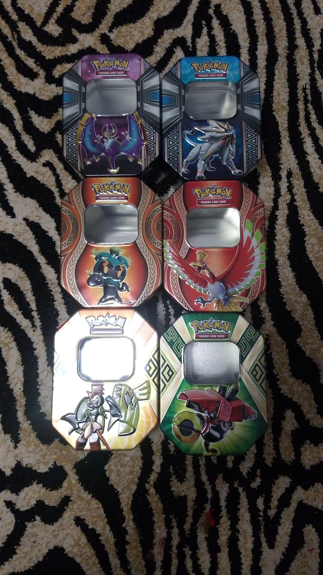 6 pokemon trading card collectible tin boxes