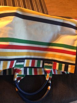 New Tote Bag with 3 wallets!!!! Great Weekend bag!! Navy blue leather traps