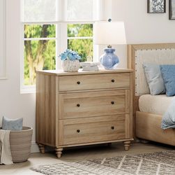 3-Drawer Wood Dresser with Turned Legs