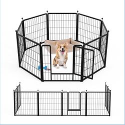 Dog Playpen 24 Inch 8 Panels, Ideal Dog Fence for Puppy/Small Dogs Indoor & Outdoor Bliss, Perfect Dog Pen for Camping, Yard, RV, Garden Fence, Black