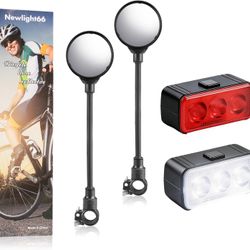 2 Pack Bike Mirrors with Bike Light Set