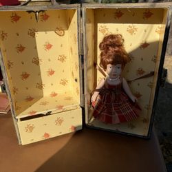 Antique Doll W/Trunk 
