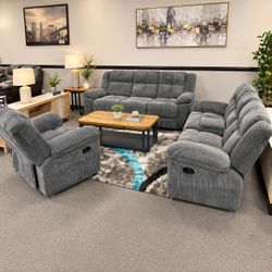 Modern Reclining Sofa Set 3-Piece