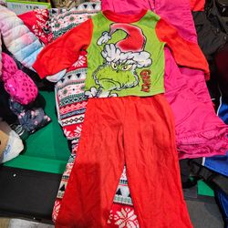 Kids Grinch Christmas Fleece Pajama Set