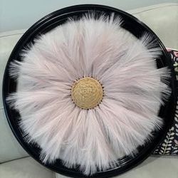 Like New- Black Framed Pink Pampas Grass Flower Wall Decor 