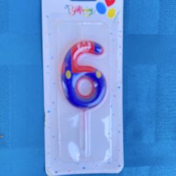 Super Mario Bros Birthday Party Candle Number 6