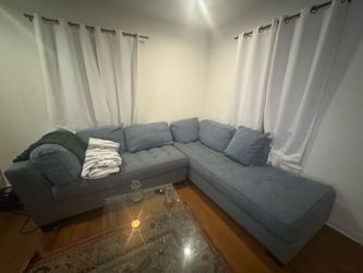 Blue/Gray L-shaped Sectional Couch