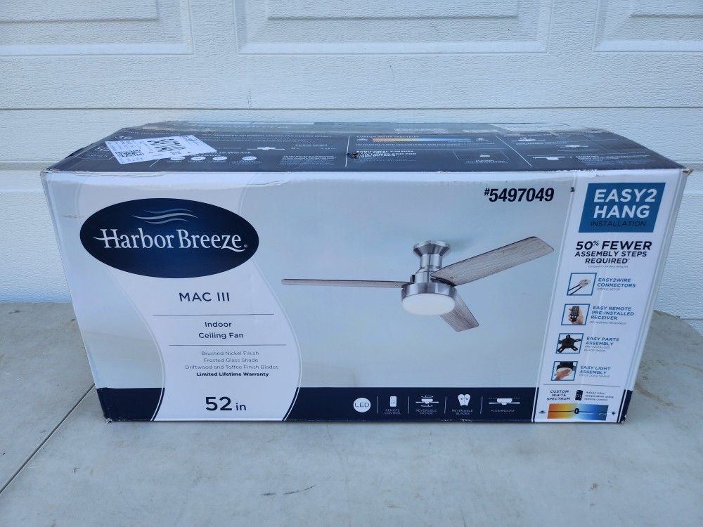 Harbor Breeze Mac III 52-in Ceiling Fan -BRAND NEW