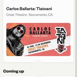 Carlos Ballarta 2 Platinum Tickets $130 Each One