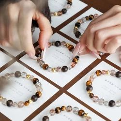 Agarwood + Tiger's Eye + Crystal] Traditional Chinese Old Money Style Bracelet 