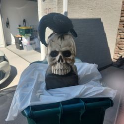 Halloween  Skull And Raven  Resin 
